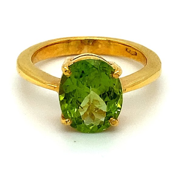 Peridot 2.60ct Solid 18K Yellow Gold Ring - Picture 1 of 8